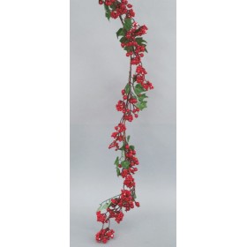 RAMO PVC MT.1.40 C/BACCHE ROSSE E FOGLIE D'EDERA