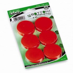 BOTTONI MAGNETICI 40MM ROSSO 12 PZ