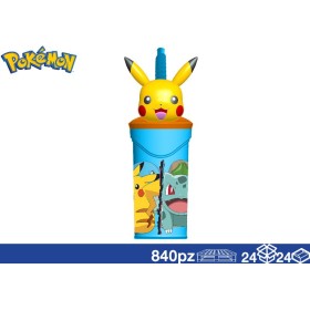 BICCHIERE C/CANNUCCIA E PERSONAGGIO 360 ML POKEMON