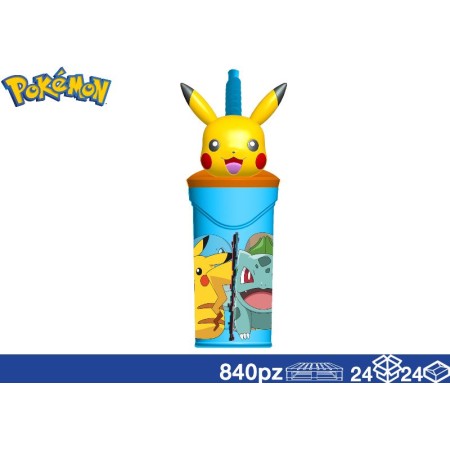 BICCHIERE C/CANNUCCIA E PERSONAGGIO 360 ML POKEMON