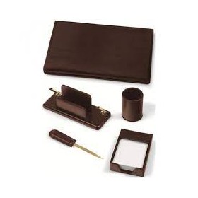 SET SCRIVANIA IN SIMILPELLE PZ.5 MARRONE