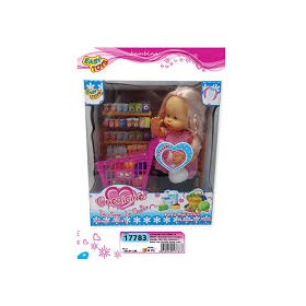 BAMBOLA CON CARRELLO SPESA