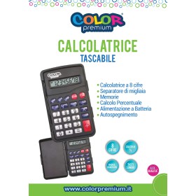 CALCOLATRICE TASCABILE CON CUSTODIA 8 CIFRE COLOR PREMIUM