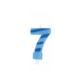 CANDELE GLITTER AZZURRE N. 7