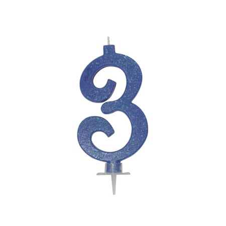 CANDELE GLITTER CM 12 BLU N3