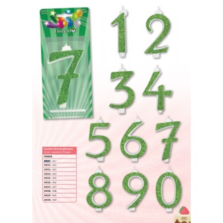 CANDELE GRANDI VERDE GLITTER N.9