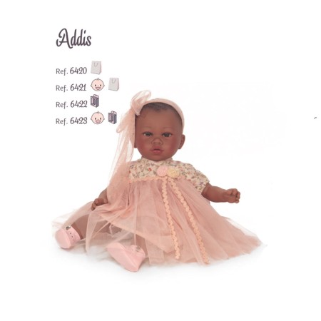 BAMBOLA MULATTA VESTITO ROSA CHIARO