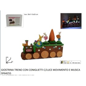 GIOSTRINA TRENO CON CONIGLIETTI C/LUCE MOVIMENTO E MUSICA