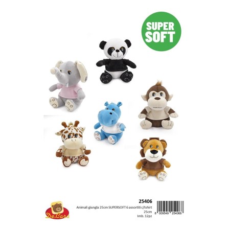 ANIMALI JUNGLA C/TSHIRT SUPERSOFT 6 ASS. CM.25