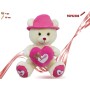 ORSO CON CAPPELLO E CUORE ROSA CM.55