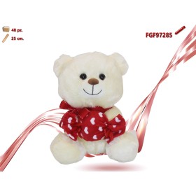 PELUCHE ORSO CON FIOCCO E CARAMELLA CM.25