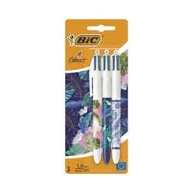 BIRO BIC 4 COLORI FIORI PZ.3
