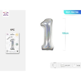 PALLONCINI MYLAR ARGENTO DA 40 POLLICI NUMERO 1