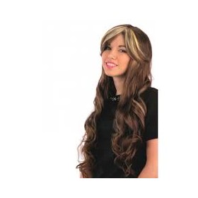 PARRUCCA LUNGA CASTANA CON MECHES