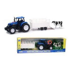TRATTORE CON CESTA E ANIMALI 1:24