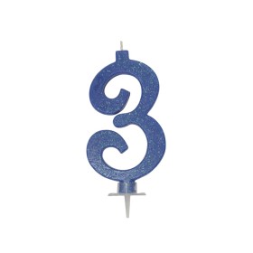 CANDELE GLITTER CM 12 BLU N3