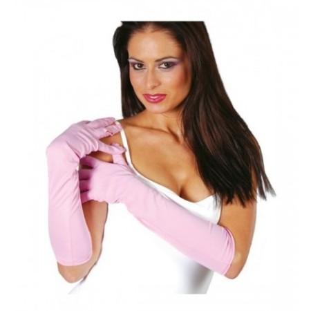 GUANTI SATIN ROSA FLUO