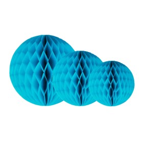 FESTONI 3 SFERE DI CARTA AZZURRO