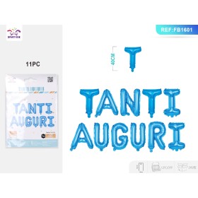 SET PALLONCINI MYLAR TANTI AUGURI BLU CM.40