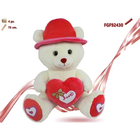 ORSO CON CAPPELLO E CUORE CM.75