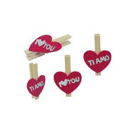 SET 10 MOLLETTE CHIUDIPACCO C/CUORE E SCRITTE GLITTER