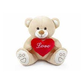 ORSO BEIGE SEDUTO CON CUORE CM.40