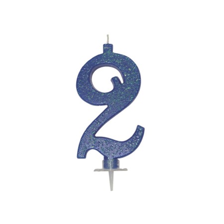 CANDELE GLITTER CM 12 BLU N2