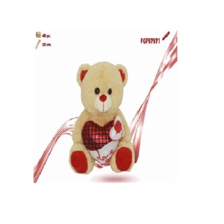 PELUCHE ORSO CON CUORE CM.25