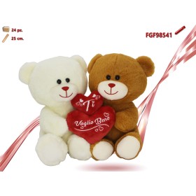 ORSO PELUCHE COPPIA CON CUORE CM.35
