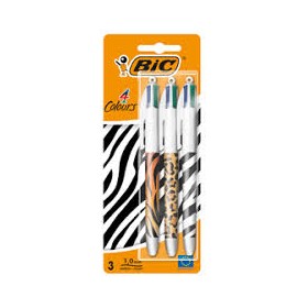 BIRO BIC 4 COLORI ANIMAL BLISTER 3 PZ