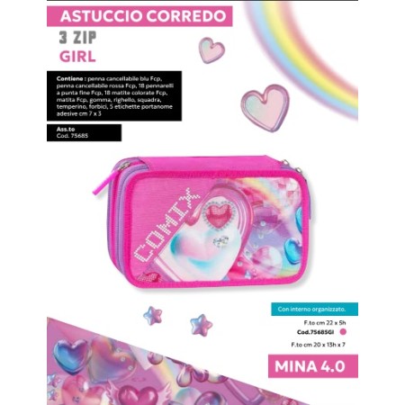 ASTUCCI 3 ZIP COMIX ULTRA BRIGHT HEARTS GIRL 2026