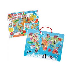 GIOCO LEGNO E MAGNETI GIRAMNONDO ANIMALI