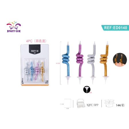 CANDELA SPIRALE GLITTER COLORE 16.5CM