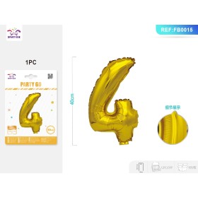 PALLONCINO MYLAR ORO NUMERO 4 40CM