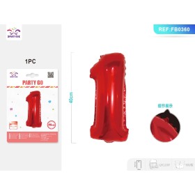 PALLONCINO MYLAR ROSSO NUMERO 1 40CM