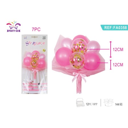 SET PALLONCINI FIORE ROSA