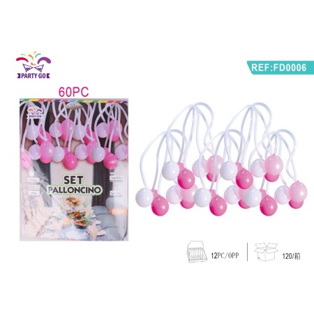 SET PALLONCINI BIANCO ROSA PZ.60