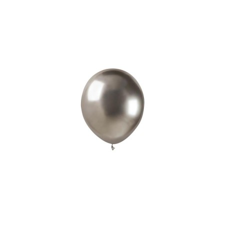 50 PALLONCINI 5 POLLICI GLOSSY ARGENTO