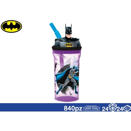 BICCHIERE C/CANNUCCIA E PERSONAGGIO 360 ML BATMAN