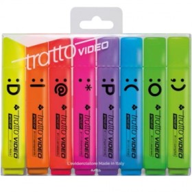 ASTUCCIO 8 EVIDENZIATORI TRATTO VIDEO EMOTION + SEGNALIBRO FILA