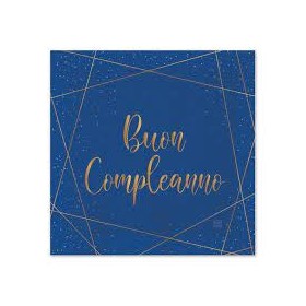 20 TOVAGLIOLI BUON COMPLEANNO BLUE GOLD