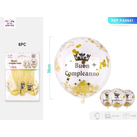 PALLONCINI PAILLETTES BUON COMPLEANNO ORO