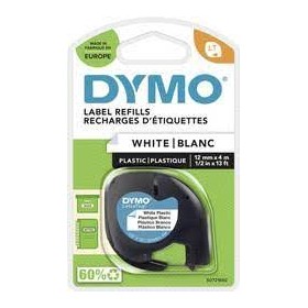 ETICHETTE DYMO 12MMX4MT BIANCA IN PLASTICA