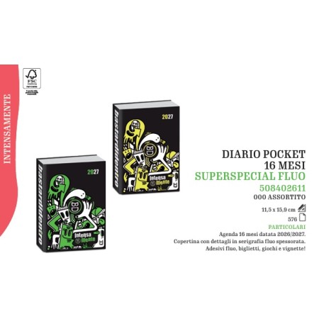 DIARI POKET 16M BASTARDI DENTRO SUPER SPECIAL FLUO 2026