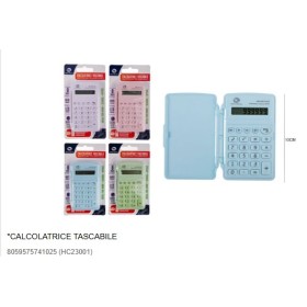 CALCOLATRICE TASCABILE 8 CIFRE LCD CON CUSTODIA