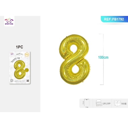PALLONCINI MYLAR ORO DA 40 POLLICI NUMERO 8
