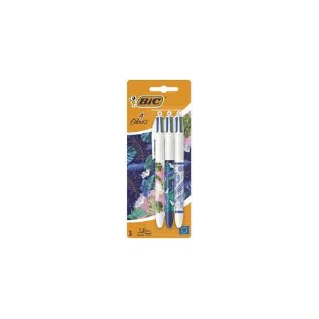 BIRO BIC 4 COLORI FIORI PZ.3