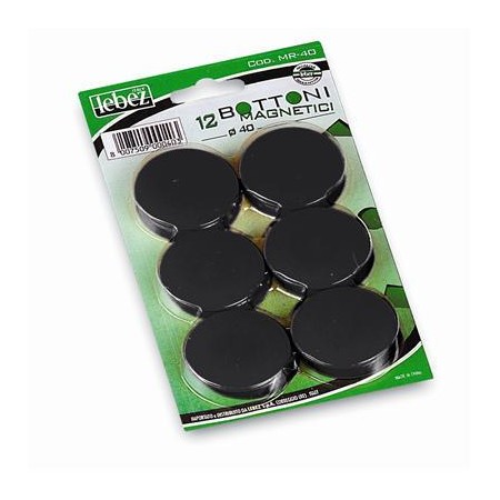 BOTTONI MAGNETICI 40MM NERO 12 PZ