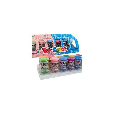 COLORI A TEMPERA  VASETTI DA 25 ML PZ 12 IN BUS PASTEL/PEARLY
