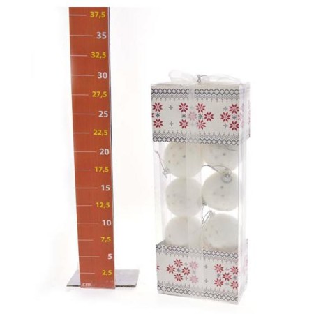 BOX 10 SFERE 6CM BRILLANTINI BIANCO